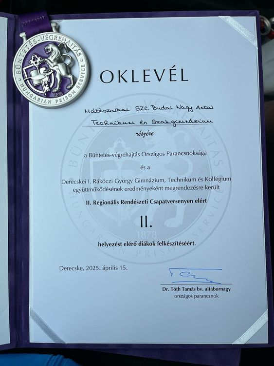 Iskolánk csapata ezüstérmes a Derecskei II. Regionális Rendészeti Csapatversenyen!